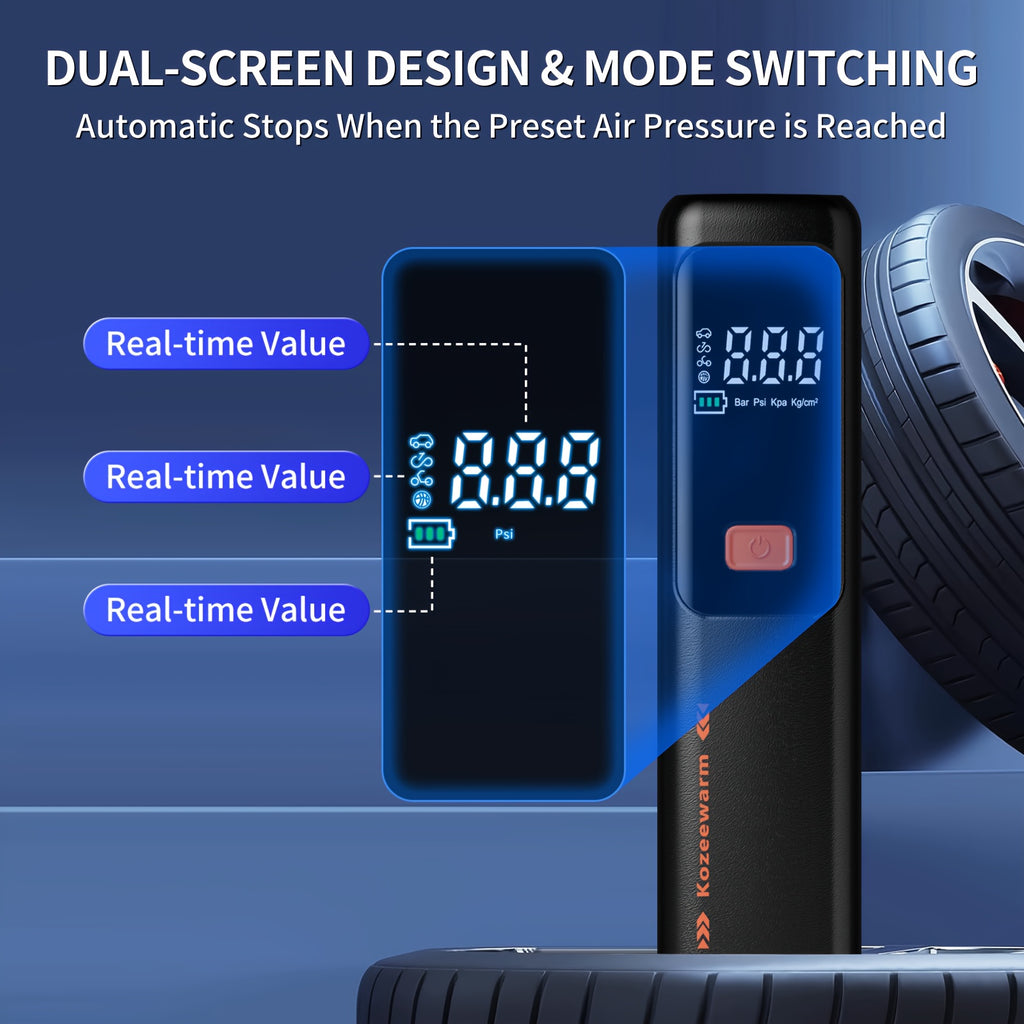 Portable Air Compressor for Inflating Car Tires, Suitable for Bicycles, Motorcycles, And Various Balls, Includes a Tire Pressure Gauge And Is a Useful Car Accessory
