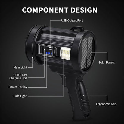 Rechargeable Handheld Spotlight with Super Bright LED, Featuring a USB Charging Option And Six Different Modes