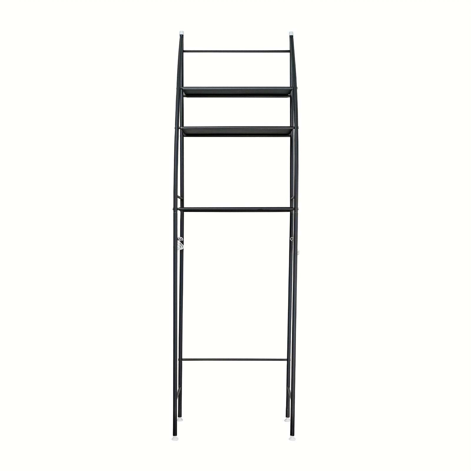 3-Tier Over Toilet Rack Bathroom Organizer Laundry Washing Machine Steel Storage Shelf Towel Accessories Hook Paper Roll Holder White Black, Shelves