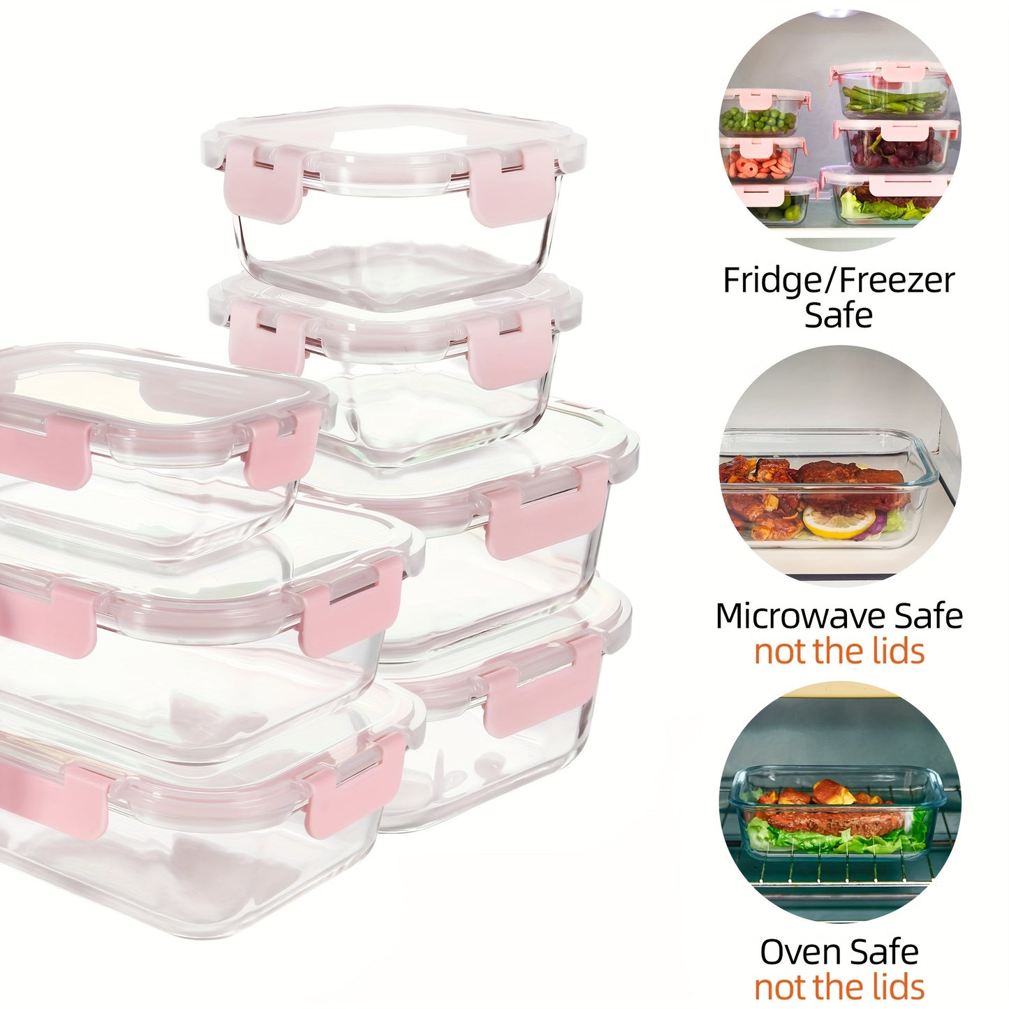 12pcs UMIZILI Airtight Glass Food Storage Containers with Snap Lids - Dishwasher Safe, Microwave Ready, Perfect for Meal Prep and Organizing, Rectangular Shape, Airtight Storage | Sleek Storage Containers | Microwave Ready Containers, Glass Food Storage