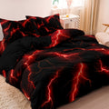 3pcs 2D Flat Purple/Blue/Green/ Red/Yellow Lightning Line Duvet Cover Bedding (1*Duvet Cover + 2*Pillowcase, Without Comforter & Pillow Insert), Soft Comfortable Duvet Cover, for Bedroom, Guest Room, Bedroom Decor, Queen/King Size Bed