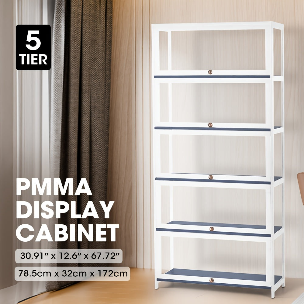 5-Tier Display Cabinet Storage Stand Rack White/ Natural/ Grey/ Black
