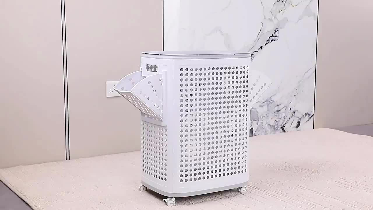 Joybos 70.03 L Laundry Basket with Lid, Handles And Wheels, Clothes Storage Bag,, Books, Home Storage Box (Pure White), Vertical Structure Space Saving Dirty Cloth Storage Basket Easy to Move And Clean, Laundry Baskets