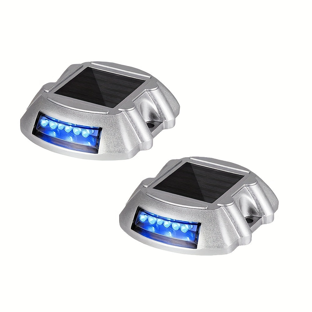 [Solar Path Lights] 2/6pcs Solar Outdoor Deck & Path Light - Heavy-Duty Metal Outdoor Suitable for Driveway, Garden, Yard, 12 LED Solar Driveway Lights with Installation Hardware