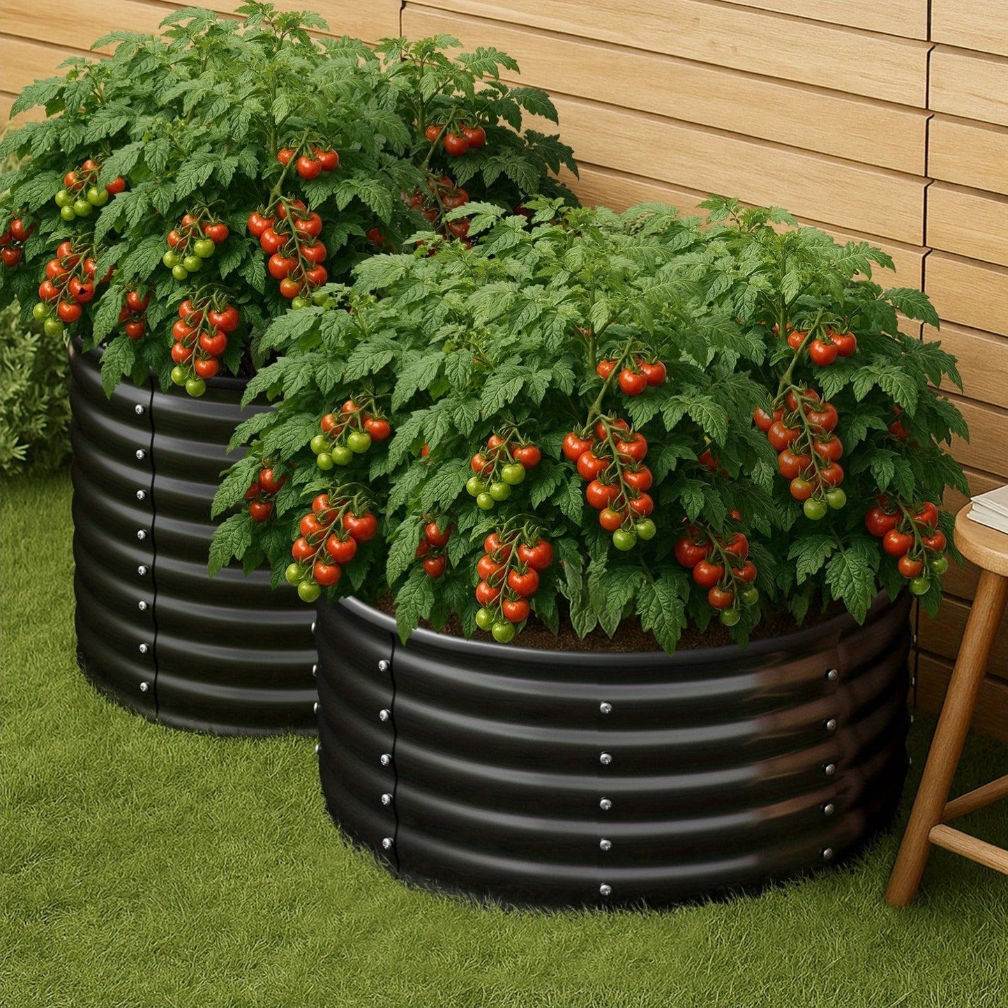 Livsip Garden Bed Round Galvanized Steel Raised Container Planter Box
