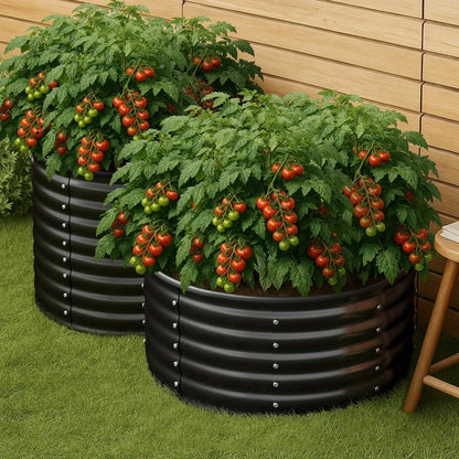 Livsip Garden Bed Round Galvanized Steel Raised Container Planter Box