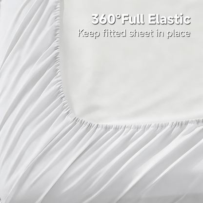 3/4pcs 2000TC Bamboo Bed Sheets Set - Cooling Sheets Super Soft Feel Wrinkle Free For All-Season - Sheet & Pillowcase Sets Fit 35-40 cm Deep Pocket Bamboo Bed Sheet Sets - Perfect For Family, Dormitory - Great Gifts