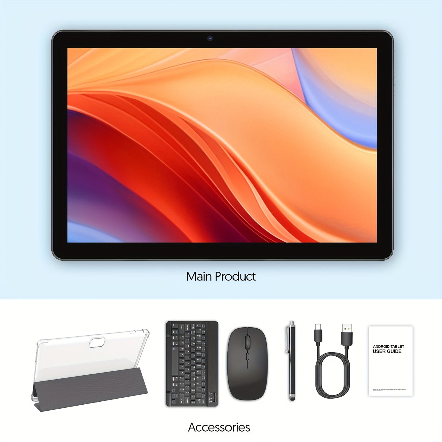 Newest Android 15 Tablet, Android Tablet 10 Inch, 64GB Storage, 12GB RAM (3+9Virtual), 4-Core Processor, 6000mAh Battery, Tablet With Optional Keyboard And Case, Stylus, WiFi, Christmas Gift For Family And Friend, Dual Camera, Tablet, Pad