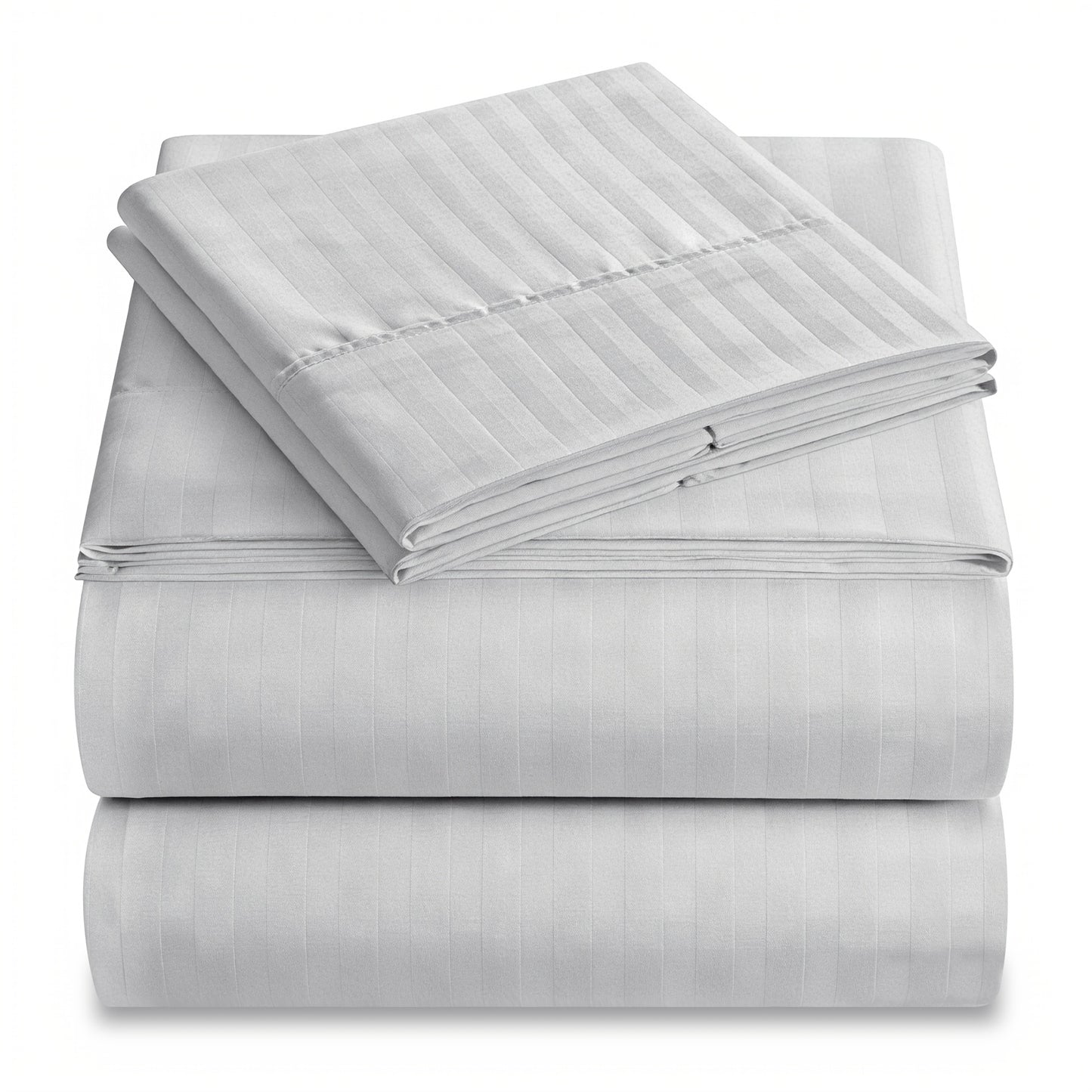 Set of 4 Sheets with 1800 Thread Count, Featuring a Lightweight And Soft Striped Design. They Are Comfortable, Breathable, And of Luxury Hotel Quality, with a Deep Pocket Design. Ideal for Home Use, Dormitories, Travel, And As Gifts
