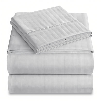 Set of 4 Sheets with 1800 Thread Count, Featuring a Lightweight And Soft Striped Design. They Are Comfortable, Breathable, And of Luxury Hotel Quality, with a Deep Pocket Design. Ideal for Home Use, Dormitories, Travel, And As Gifts