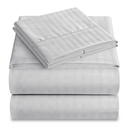 Set of 4 Sheets with 1800 Thread Count, Featuring a Lightweight And Soft Striped Design. They Are Comfortable, Breathable, And of Luxury Hotel Quality, with a Deep Pocket Design. Ideal for Home Use, Dormitories, Travel, And As Gifts