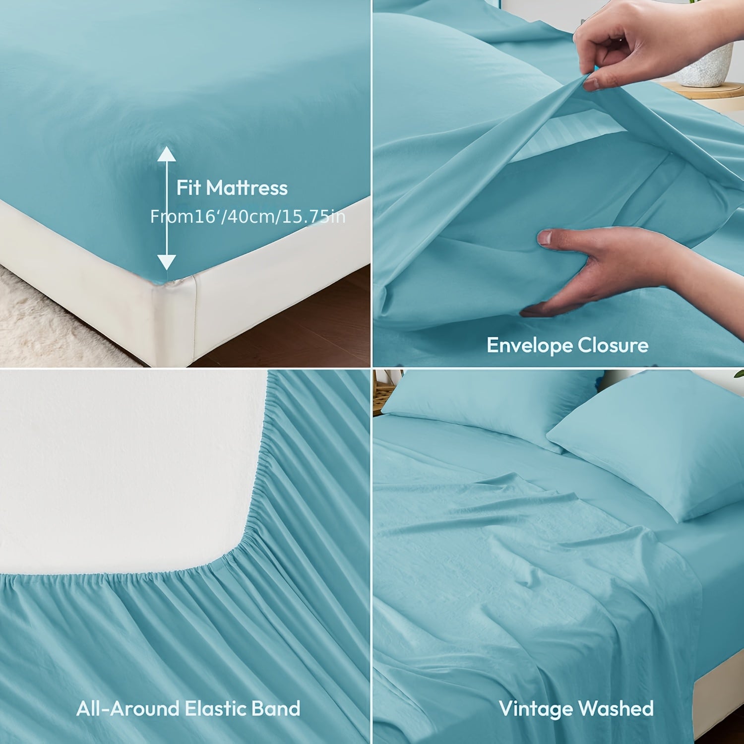 3/4pcs Egyptian Cotton - Ultra SOFT 2400TC Bed Sheet Set Breathable Premium 100% Washed Egyptian Cotton Sheets for Sleep Comfort - Breathable, Cooling, Fade Resistant & Wrinkle Resistance & Bleach-Free