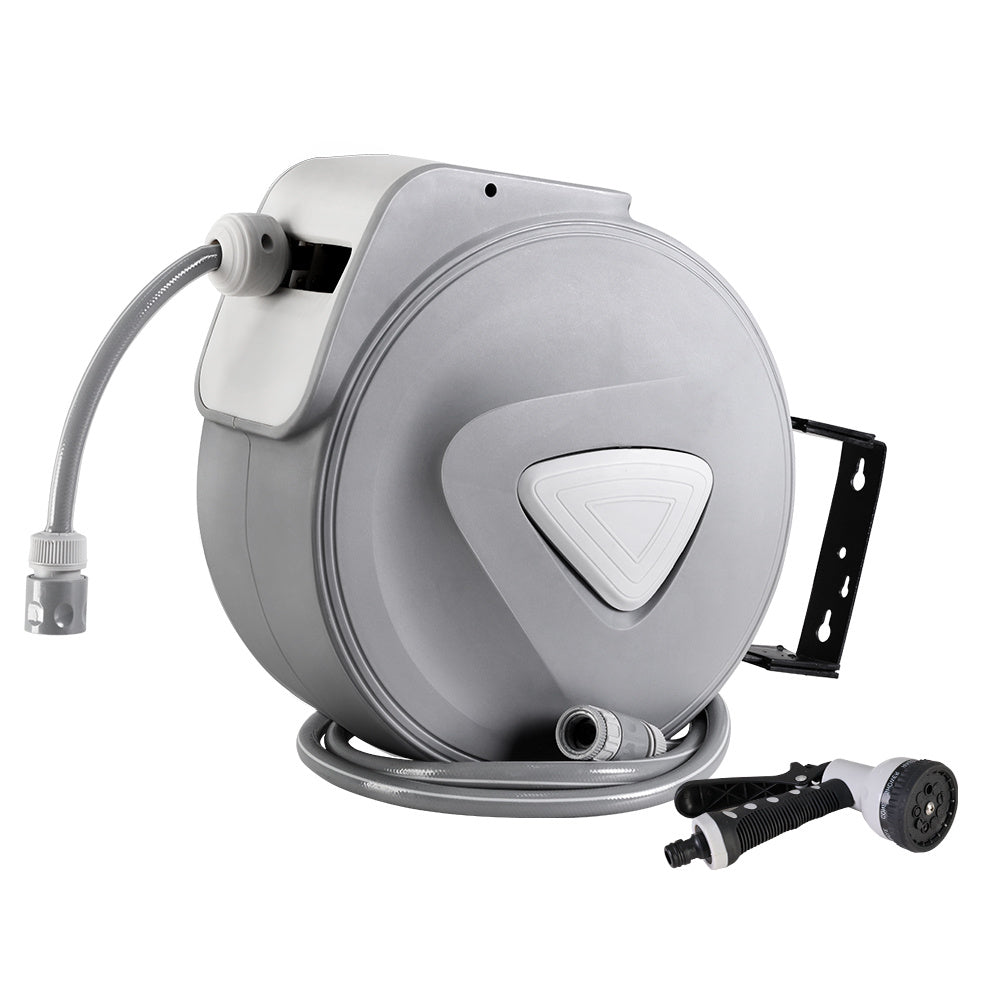 Water Hose Reel 20M Retractable Auto Rewind Spray Gun Garden