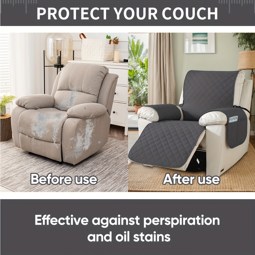 1pc 100% High Quality Recliner Covers, Loveseat Cover, Recliner Sofa Cover, Non-Slip Chair Cover, Furniture Protector, Washable Slipcover with Pockets, Elastic Straps, Easy-Clean Sofa Slipcover for Bedroom, Office, Living Room, Pet-Friendly, Home Decor