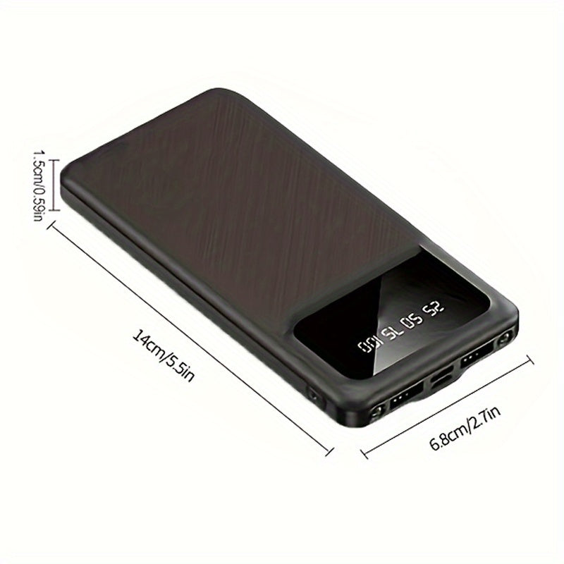 20000mAh Large Capacity Portable Power Bank, Suitable for Charging Android Electronics/ Mobile Phone Devices, Equipped with LED Display/ Dual Output Ports, Portable Emergency Power Supply Device for Outdoor Travel- White/ Black