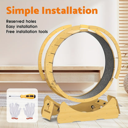 Advwin Cat Exercise Wheel, Large Cat Treadmill Wheel Indoor Cat Running Wheel 90cm, Wooden Cat Wheel Exercise Wheel For Running/Walking/Training Suitable For Most Cats