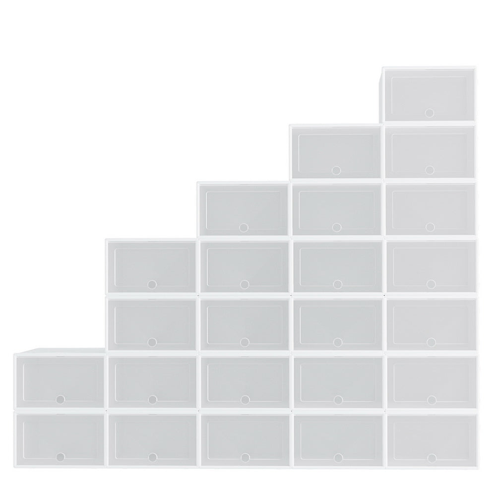 Artiss Shoe Rack Storage Cabinet Shoe Box 24 Stackable Plastic Cube White
