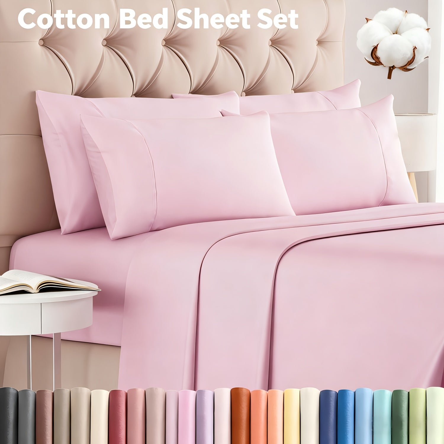 12-Colour 2200Tc Bed Sheet Set – 4pcs, Deep Pocket – additional product view 38