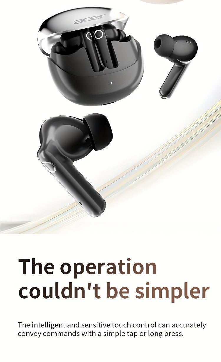 [Acer Official Authentic] In-Ear Design | TWS Wireless Headset | Stereo | Heavy Bass | Low Latency | Comfortable Wearing (Study/Business/Sports/Running/Fitness) | Portable Design | Multi-Device Compatible (Mobile Phone/Tablet/Laptop) | Recommended f