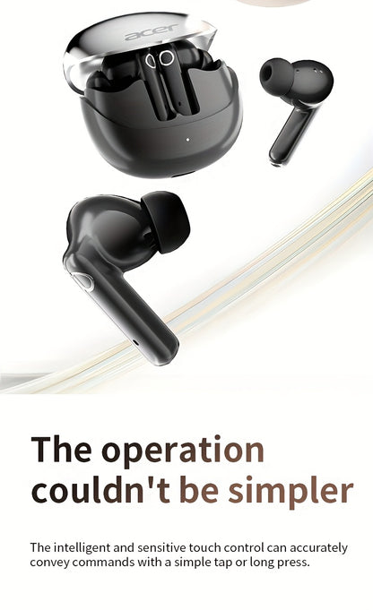 [Acer Official Authentic] In-Ear Design | TWS Wireless Headset | Stereo | Heavy Bass | Low Latency | Comfortable Wearing (Study/Business/Sports/Running/Fitness) | Portable Design | Multi-Device Compatible (Mobile Phone/Tablet/Laptop) | Recommended f