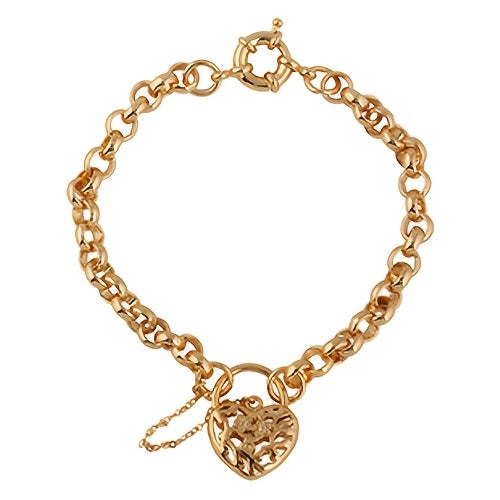 Belcher Link Heart Locket Bracelet/ Gold Plated