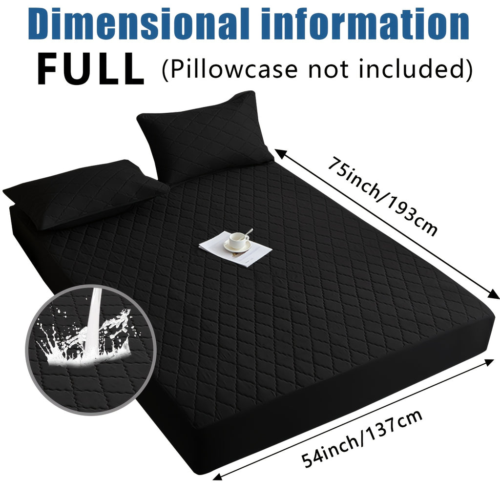 1pc Layered Waterproof Mattress Protector (Without Pillowcase And Pillow Insert) Soft And Comfortable Solid Color Bedding Mattress Cover Bedroom Guest Room Waterproof Fitted Sheet Only