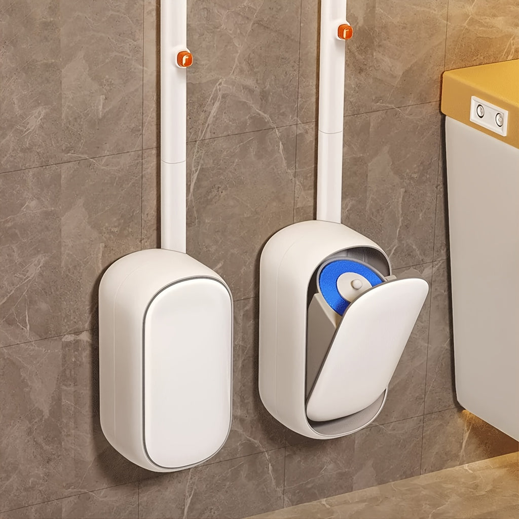 Disposable Toilet Bowl Cleaner Wand, Wall Mounted Toilet Brush Set, Disposable Toilet Brush And Holder Set, Toilet Bowl Scrubbers, 1 Wand And 1 Storage Caddy And 30 Refill Heads