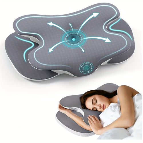 Cervical Neck And Shoulder Pillow, Odorless with Cooling Silk Cover, Ergonomic Design, Orthopedic Neck Support for All Sleeping Positions And Users, Gray