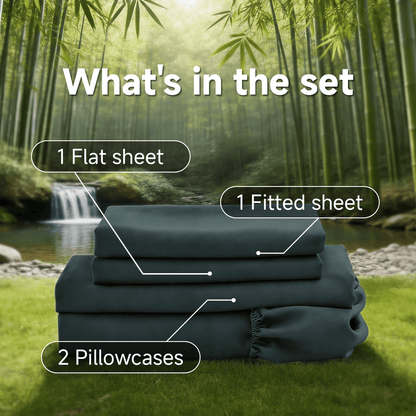 3/4pcs 2000TC Bamboo Bed Sheets Set - Cooling Sheets Super Soft Feel Wrinkle Free For All-Season - Sheet & Pillowcase Sets Fit 35-40 cm Deep Pocket Bamboo Bed Sheet Sets - Perfect For Family, Dormitory - Great Gifts