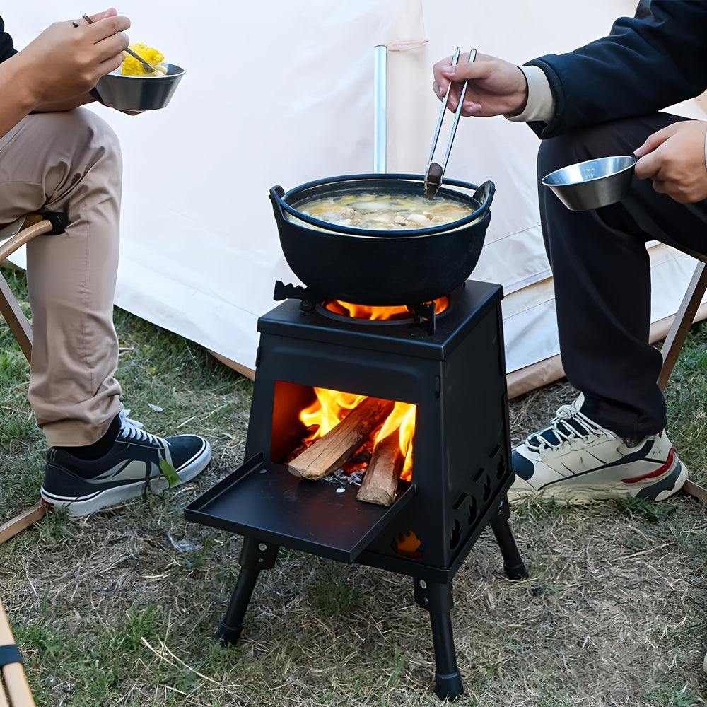 Portable Folding Firewood Stove for Outdoor Camping, Barbecue Campfire Wood Stove, Self-Driving Picnic Grill Tools, Portable Rocket Stove, Multifunctional Folding Stove for Picnic BBQ Camping