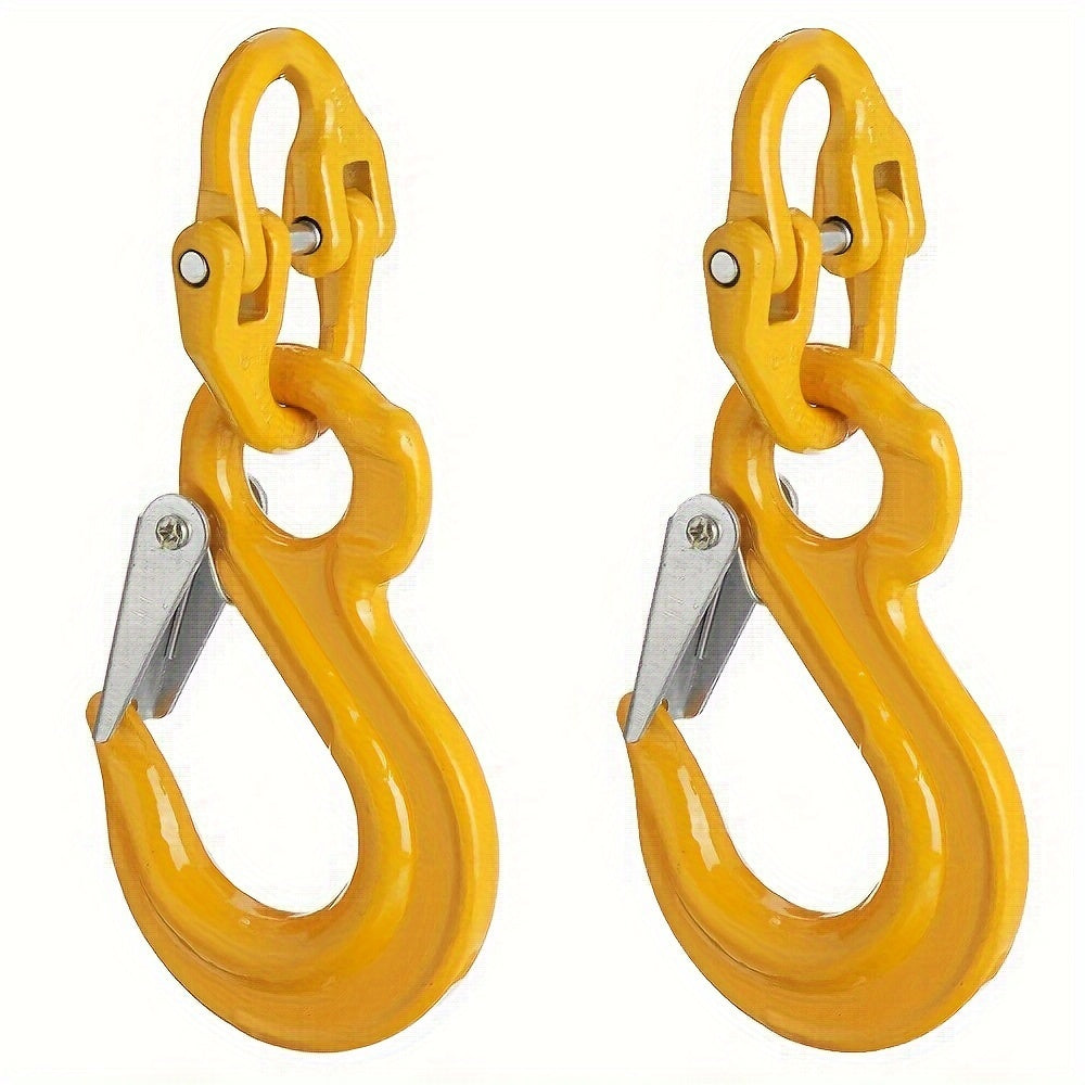 2 Pack Eye Sling Hook with Hammerlock Heavy Duty Safety Latch Swivel Winch Hook for Caravan Camper Trailer Safety Chain Trailer Connecting Extend, 1.12T Working Load Limit