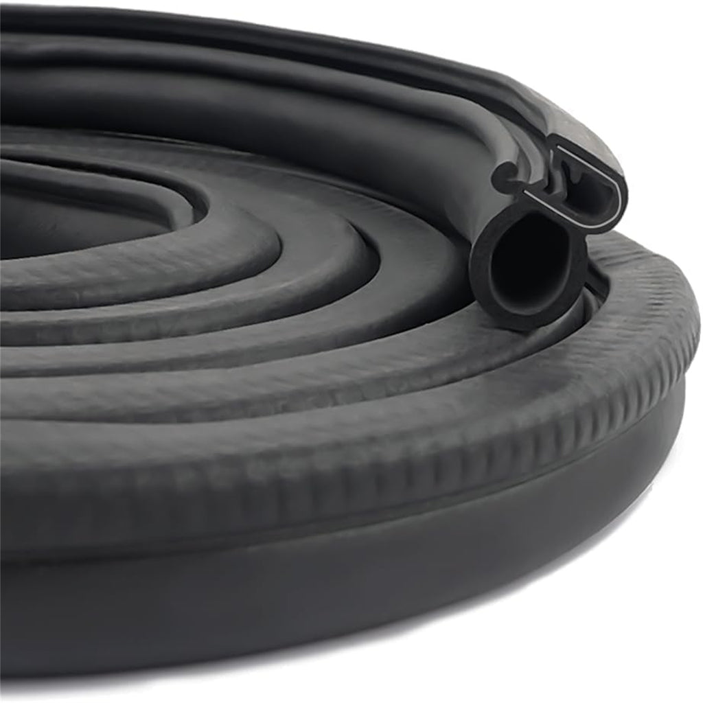 10M Rubber Edge Trim, Car Door Rubber Seal Strip Trim Seal with Side Bulb for Camper Car Bus Boat RV Truck Doors Automotive Car Weather Striping, 5M/ Roll