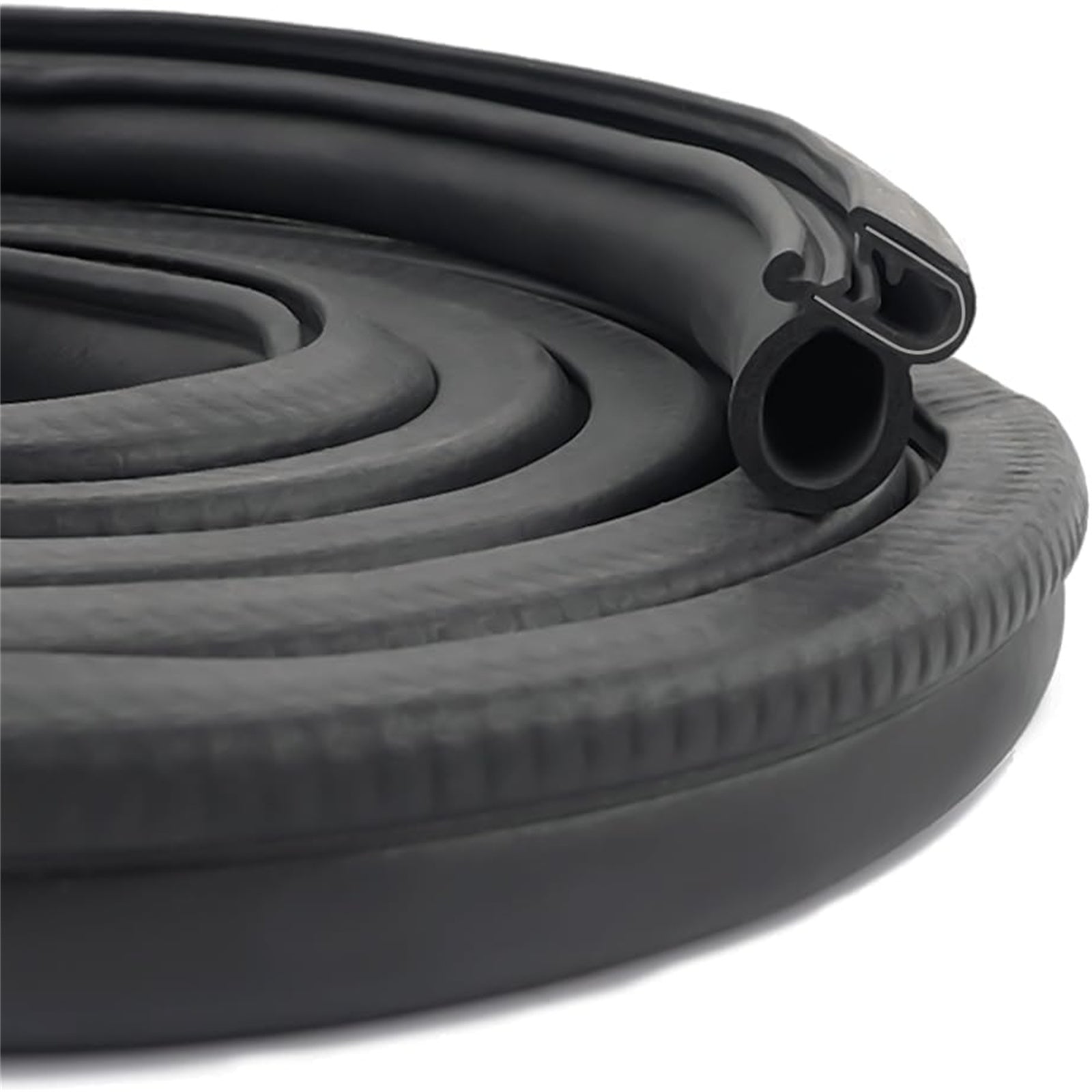 10M Rubber Edge Trim, Car Door Rubber Seal Strip Trim Seal with Side Bulb for Camper Car Bus Boat RV Truck Doors Automotive Car Weather Striping, 5M/ Roll