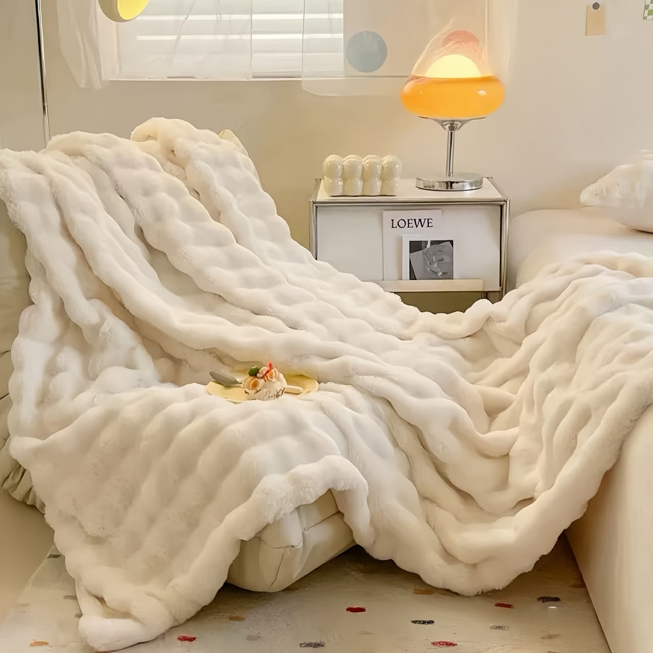 3D Ultra-Soft Double-Sided Flannel Blanket with Rabbit-Like Plush, Skin-Friendly And Warm for All Seasons, Suitable for Home, Office, Air-Conditioned Rooms And Camping, Cozy Touch, Ideal Festival Gift, 290/388/532pcs