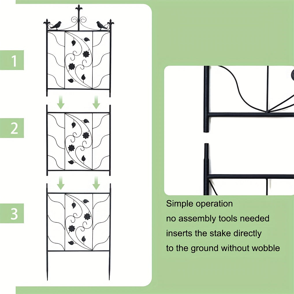 Outdoor Metal Garden Trellis - 2x 6 Panels - 76.8" Tall Metal Garden Trellis - Fencing Barrier Edge Border for Patio Climbing Plants