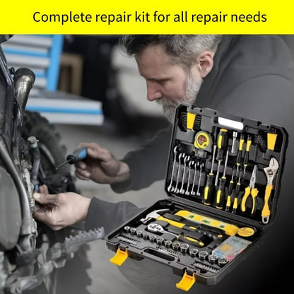 108pcs Home Tool Set, Multifunctional Hand Tool Kit, Durable Carbon Steel, with Hex Keys, Screwdriver Bits, Wrenches, Measuring Tape, for DIY, Household & Auto Maintenance, Essential Gift Set