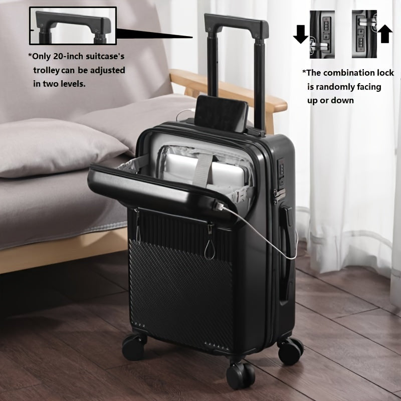1pc 20 Inch Suitcase Luggage, Travel Functional Boarding Case, Premium Hardside Carry-On Suitcase - Durable ABS+PC Shell, Spinner Wheels, Combination Lock, Aluminum Alloy Handle - Perfect For Casual Business Travel