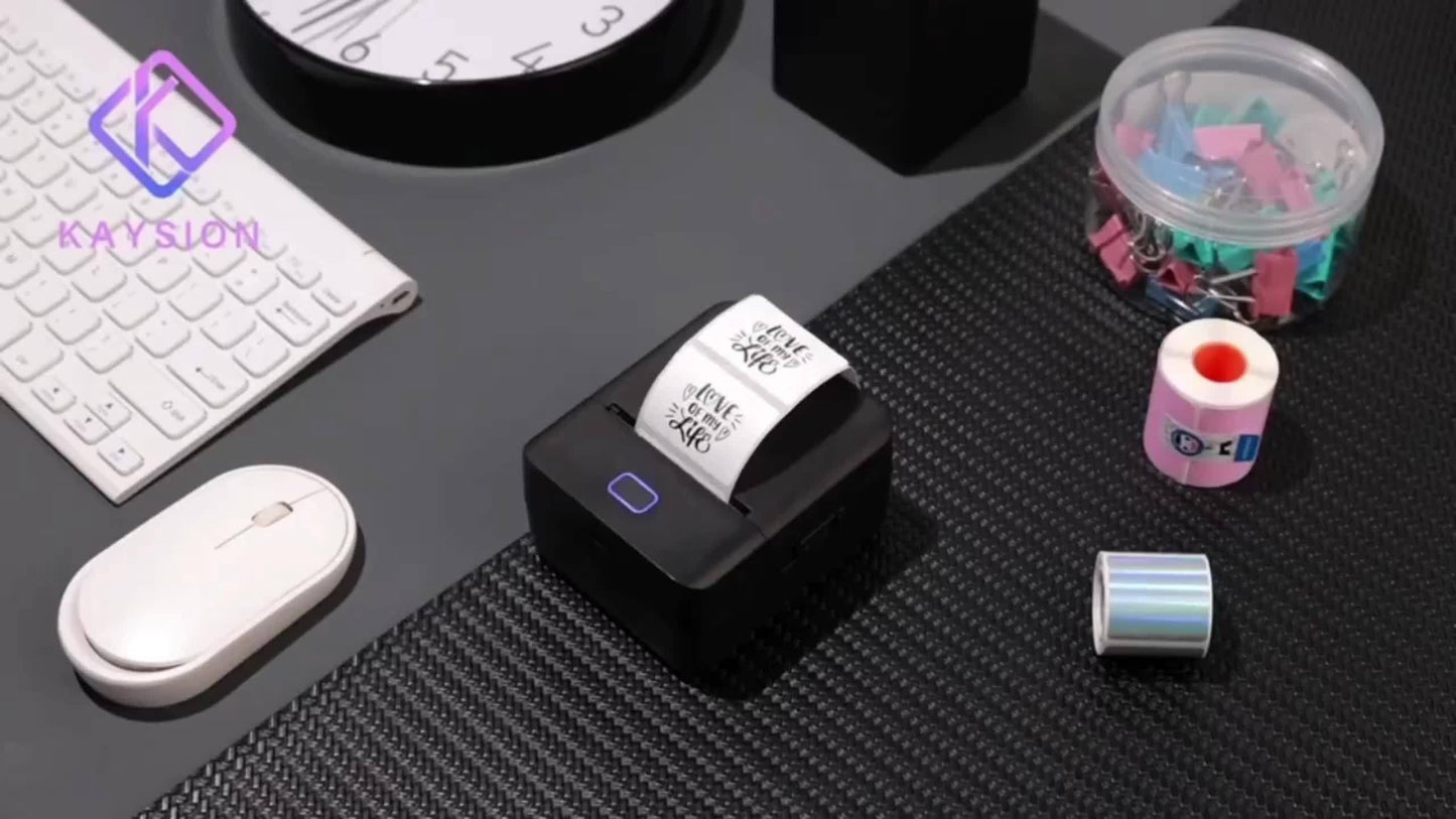 KAYSION SK20 Mini Wireless Thermal Label Printer, With 3 Rolls Of Holographic Label Paper, Is Suitable For Small Businesses, Households, Offices, School, Scenarios.label Maker Printer, Label Printe
