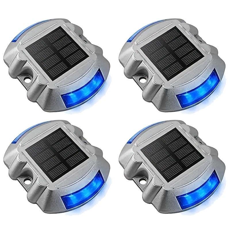 1/2/4pcs Cast Aluminum Solar LED Deck Lights | IP67, Solar Charging, Non-detachable Fixture, Semi Flush Mount for Driveway, Sidewalk, Garden Pathway, Yard - Fdit Brand