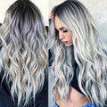 1pc of Long Wavy Synthetic Wig That Is Heat Resistant (Ombre Silvery)