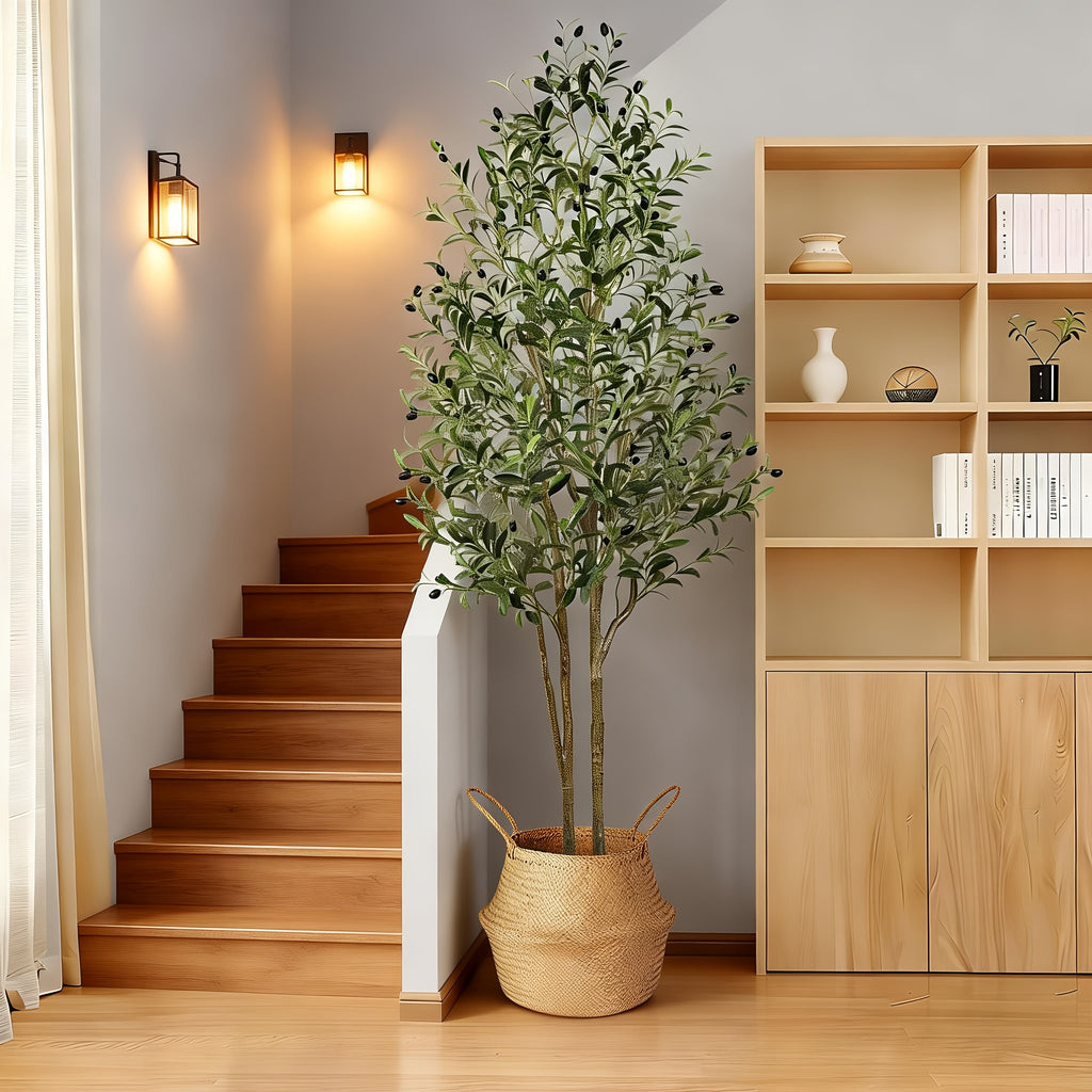 180cm Artificial Olive Tree, Faux Silk Plant, Indoor/ Outdoor Fake Artificial Plants With Natural Wood Trunk & Lifelike Fruits, Perfect For Modern Home Decor, Office And Living Room Floor Decor, 5FT (150cm)/7FT (210cm)/6FT(180cm)