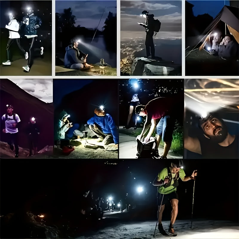 Buy One Get One Free, A Total Of 2 Multifunctional 5LED Headlights, USB Charging Headlights (with Wires), 4 Adjustable Modes, Suitable for Outdoor Camping, Night Fishing, Hiking, Car Maintenance, Hunting, And Home Emergency Lighting