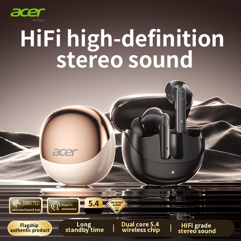 [Acer Official Authentic] In-Ear Design | TWS Wireless Headset | Stereo | Heavy Bass | Low Latency | Comfortable Wearing (Study/Business/Sports/Running/Fitness) | Portable Design | Multi-Device Compatible (Mobile Phone/Tablet/Laptop) | Recommended f