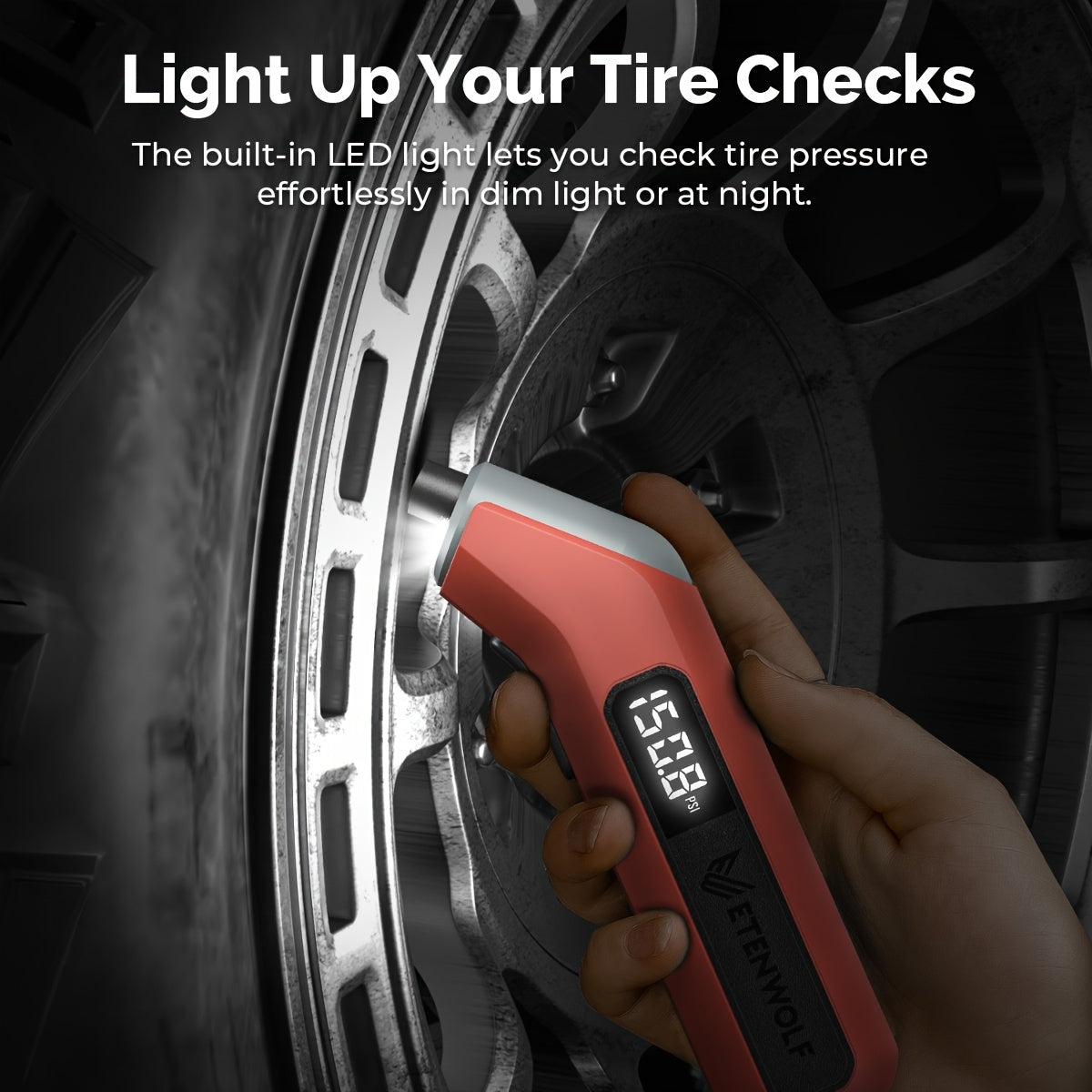 ETENWOLF T300 Digital Tire Pressure Gauge 3-200 PSI, Industrial Tire Gauge Calibrated to ANSI B40.7 Grade 2A, Replaceable AAA Batteries, Bicycles, Cars, Motorcycles. Automotive Accessories, Recommended By Well-known Review Tool Channels