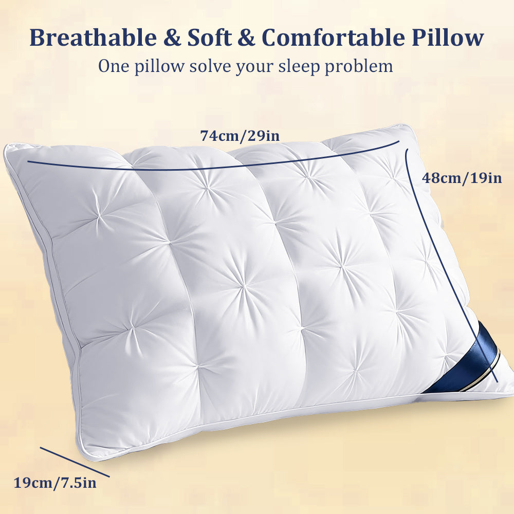 [Luxury Hotel Pillow] Luxury Hotel Quality Pillow, 48.26X73.66 cm | High Quality Soft Down Alternative Filling, Suitable for Back, Abdomen Or Side Sleeper Sleepers, And Pregnant Women, Polyester, Hand Wash Only