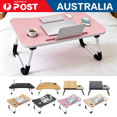Foldable Portable Laptop Desk with Cup Slot, Notebook Stand Breakfast Tray Book Holder for Sofa, Terrace, Balcony, Garden