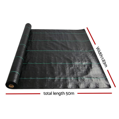 Instahut 1.83x50m Weed Mat Weedmat Control Matting Woven Fabric Garden Plant