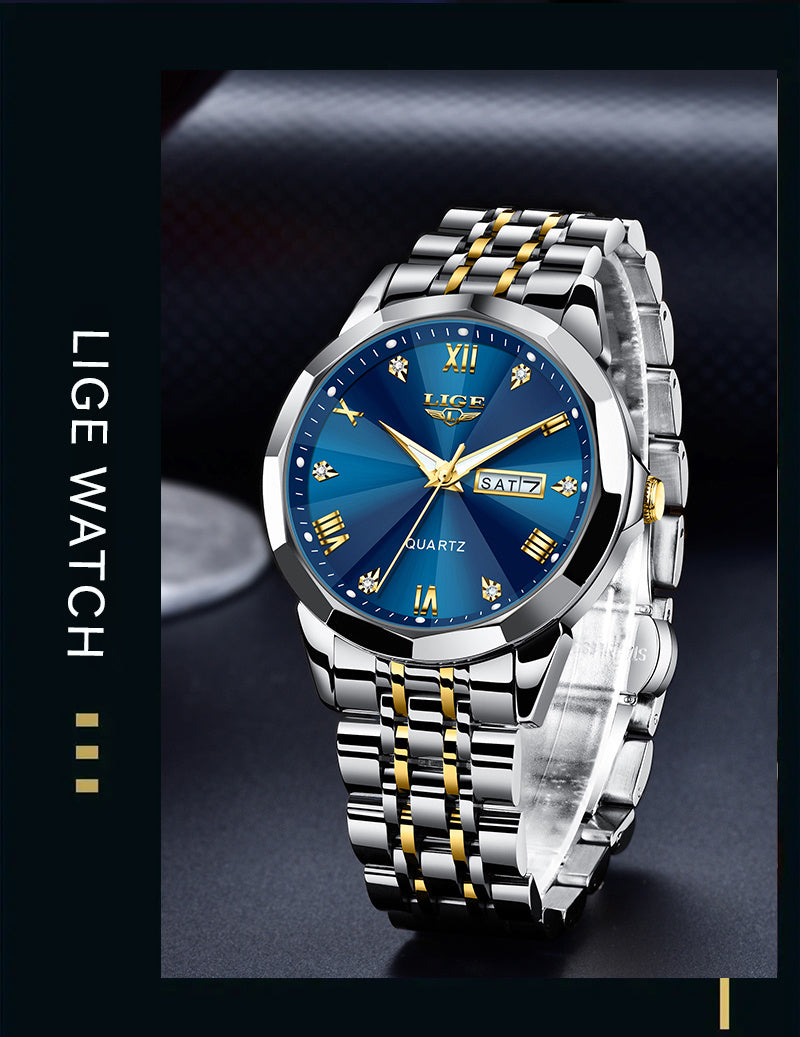 LIGE Quartz Watch/ Fashionable Appearance Steel Band/ Luminous Dial/ Time Reminder/ Multiple Colors/ Suitable for Teenagers Fashion and Versatile
