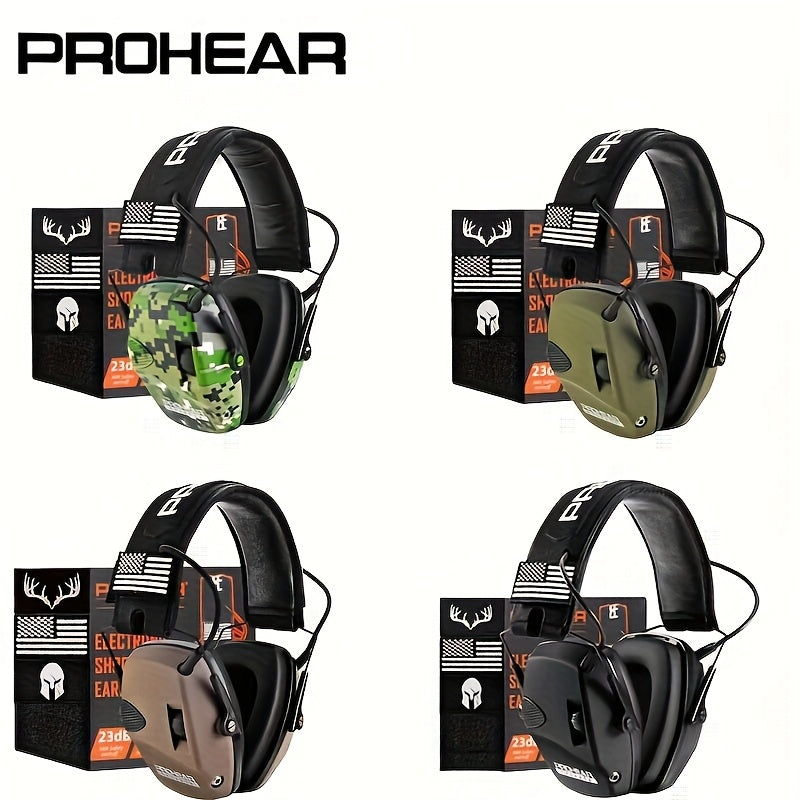 PROHEAR Electronic Noise-Canceling Headphones, Shooting, Mowing, Work, Outdoor Sports, Tactical Impact, Safety Protection, Foldable, 4X Sound Amplification, NRR23 Noise Reduction, Active Hunting Tactical Earmuffs, Gift
