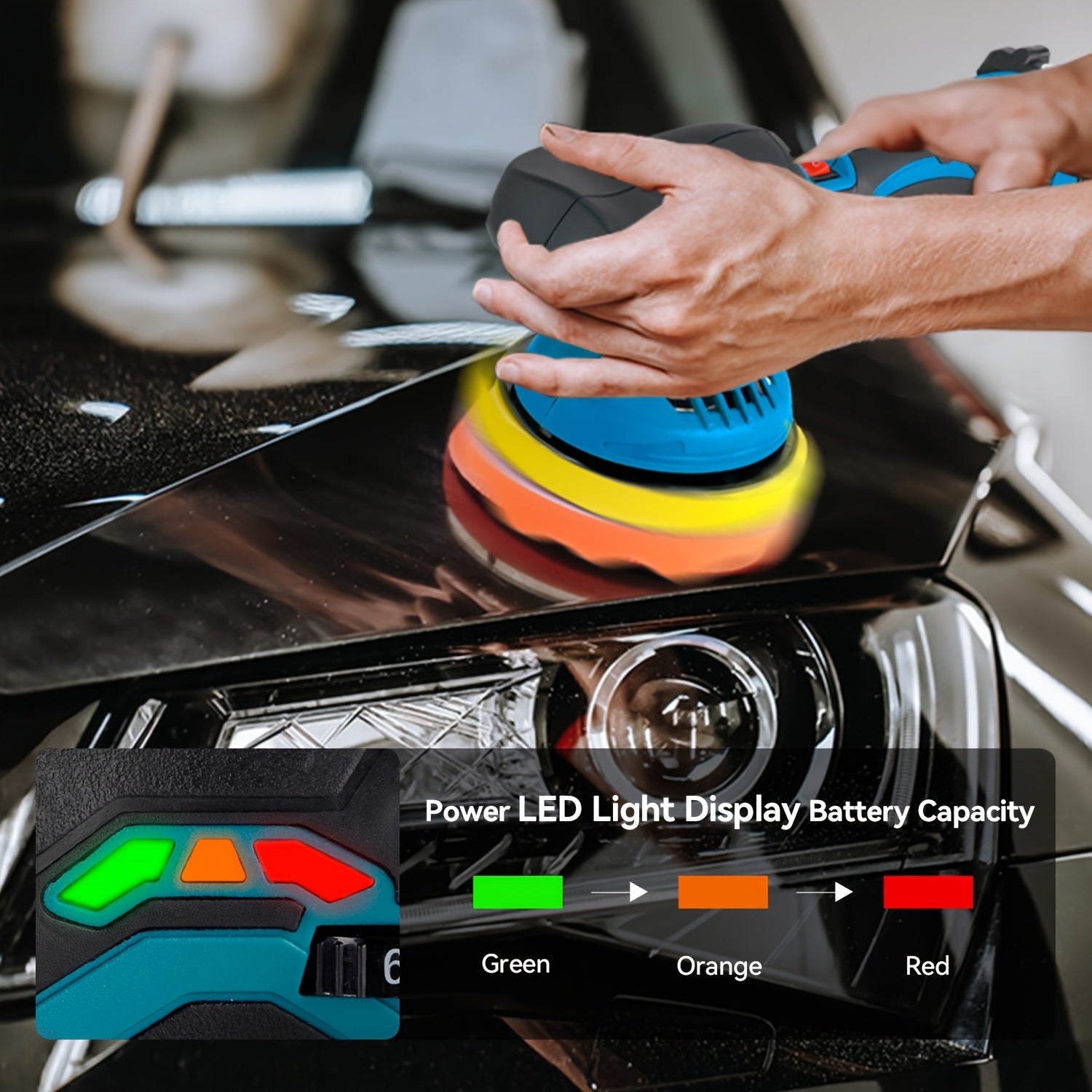 Cordless Electric Polisher, 6 Speeds, with Polishing And Waxing Functions, Suitable for Car Paint Polishing And Repair And Household Cleaning And Maintenance, Gift